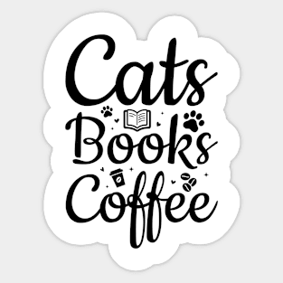 Cats Books Coffe  T-Shirt Sticker